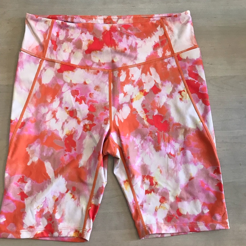 Zella Active Wear Shorts, Orange Print, NWOT, Size L